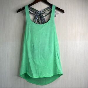 Lululemon Women's Free To Be Wild Tank Floral Racer Back Green Stripe Size 4